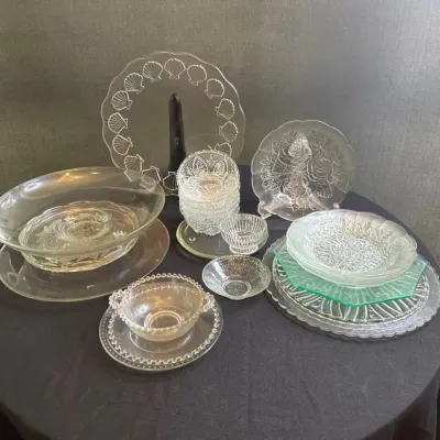 Assortment Of Glass Platters And Serving Pieces 