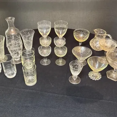 Assorted Etched Glassware 
