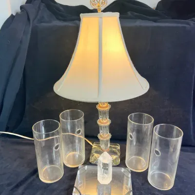 Vintage Glass Table Lamp, Glass Wall Vases And More Decor