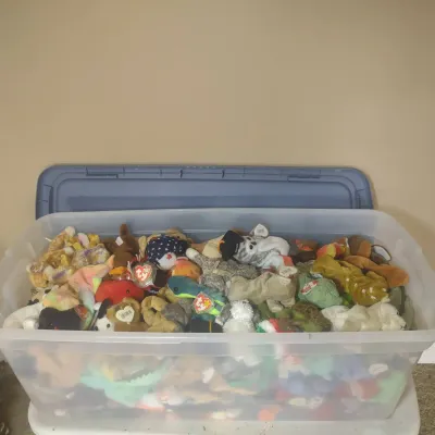 A Large Bin Of Beanie Babies