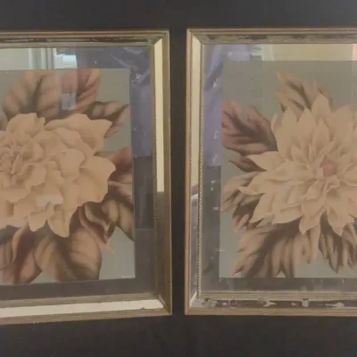 Floral Prints In Mid Century Mirrored Frames