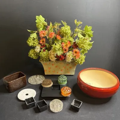 Floral Collection With Flower Frogs & Decorative Planters