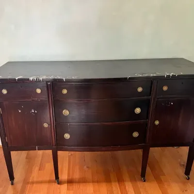 Dark Mahogany Bow-front Buffet - 66x23.5x39 Inches