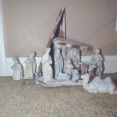 White Ceramic Nativity Scene 