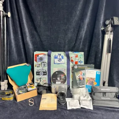 Sony Digital Camera With Accessories, Tripods, Vintage Quad Camera