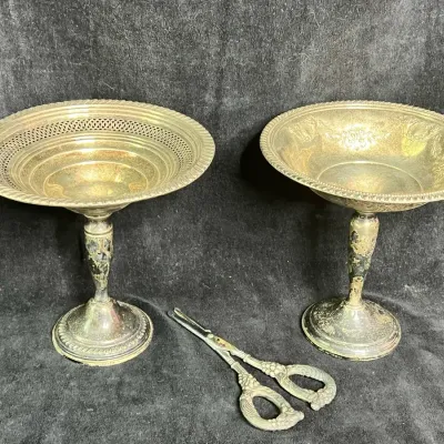 Weighted Sterling Silver Compotes & Scissors 