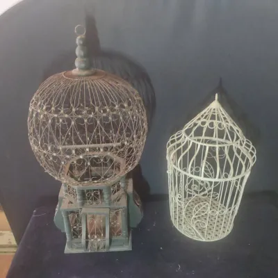Decorative Bird Cage Pair 