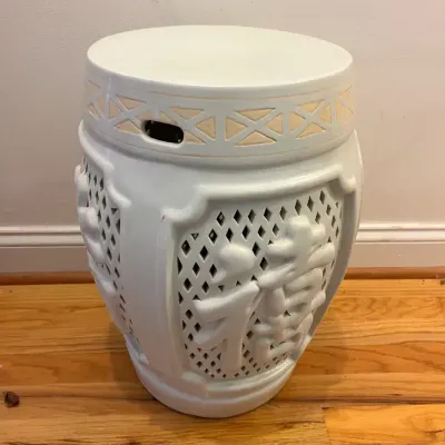 Vintage Ceramic Garden Stool - 13x19 Inches 