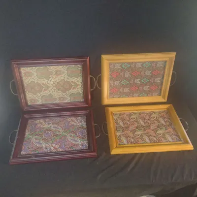 Almost Psychedelic Serving Trays, X 4!