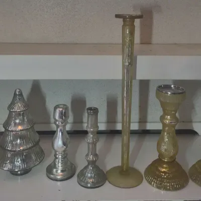 7 Seasonal Glass Pieces In Silver And Gold