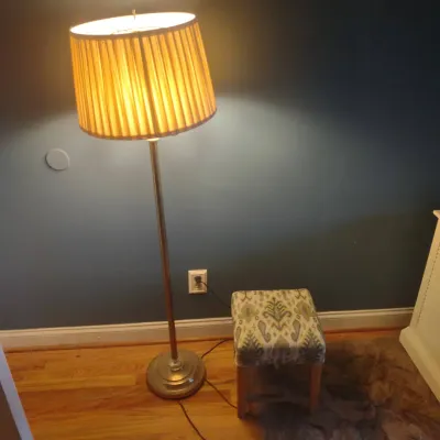 3 Light Floor Lamp And Upholstered Footstool