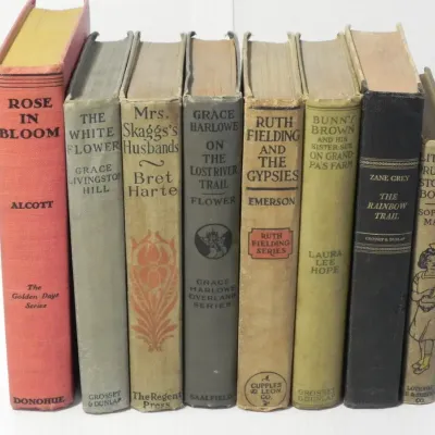 Vintage Fiction Authors such as Louisa M Alcott, Zane Grey, Laura Lee Hope, and Grace Harlowe