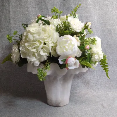 Marble Vase and Faux Flowers