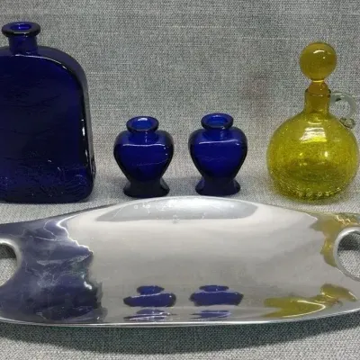 Nambe Tray And Glass Decor