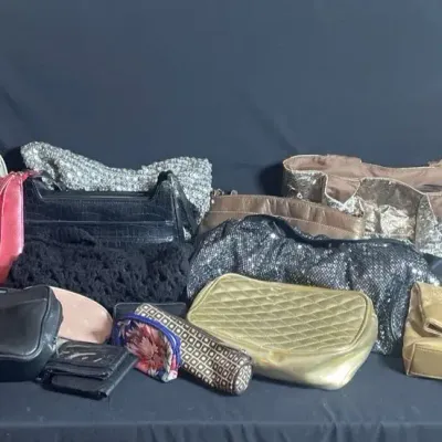 Assortment Of Ladies Purses And Leather Hand Tooled Wallet