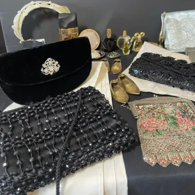 Elegant Vintage Evening Purses, Perfume Bottles And Compacts