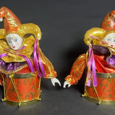 Vintage Porcelain Mardi Gras Jester Dolls