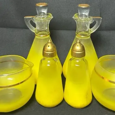 MCM Vintage Yellow Blendo Condiment Set