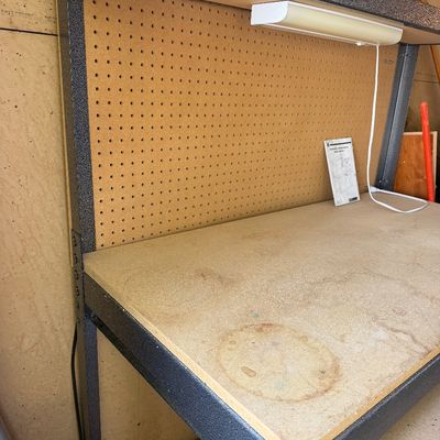 Heavy-Duty Steel Workbench with Pegboard Back & 2 Drawers
