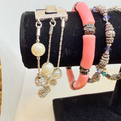 Mixed Costume Jewelry Lot - Bracelets, Necklaces, Ring, Watch, Pearls