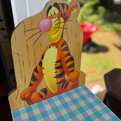 Lot of 5 - Handcrafted Wooden Pieces, Tigger Child’s Chair, Stools & Toy Truck