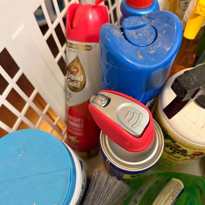 2 Laundry Baskets Full of Cleaning Supplies