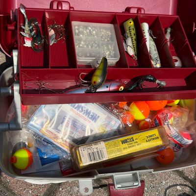 Fishing Camping Lot - Poles, Full Tackle Box, Coleman