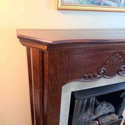 Real Flame by Jensen Model 5395 Fireplace Mantel & Gel Fuel Insert + 38 Cans Fuel