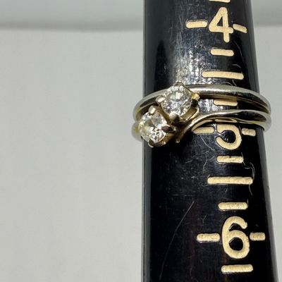 White Gold Diamond Two-Stone Bypass Ring Stamped 14k – Estate Jewelry