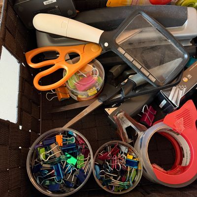 Big Lot Office Supplies in 4 Baskets