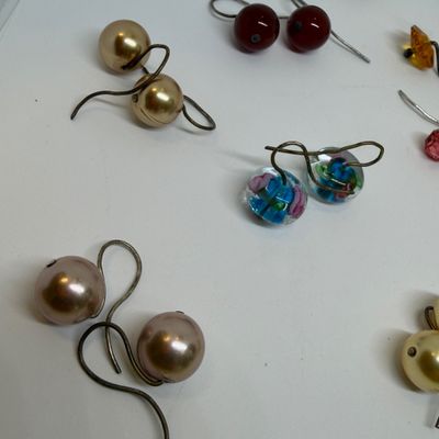 50 Pairs Earrings + Big Lot Assorted Stone & Glass Beads Jewelry Charms
