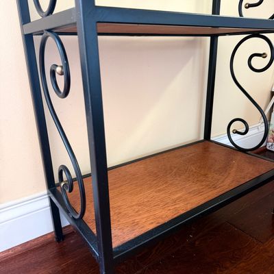 Metal & Wood Baker’s Rack with Decorative Scrollwork