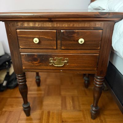 3-Piece Traditional Wood Furniture Lot – Ethan Allen Side Tables & Matching Cabinet