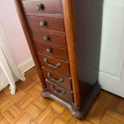 Traditional Wood Jewelry Armoire – 8-Drawer Chest, 3 Cabinets