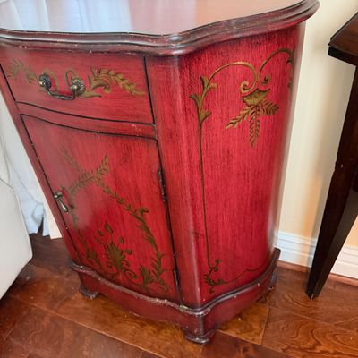 Pair of Vintage-Style Wood Accent Tables – Painted Cabinet & Drop-Front Desk