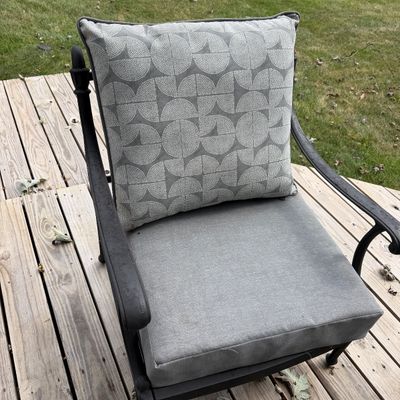 5-Piece Cast Metal Outdoor Patio Seating Set with Cushions & Round Table