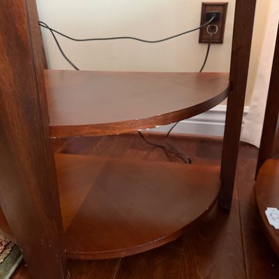Pair of Wood Sunburst End Tables