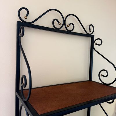 Metal & Wood Baker’s Rack with Decorative Scrollwork