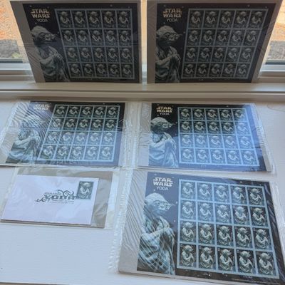 5 Full MINT Sheets 2007 STAR WARS YODA USPS Stamp Collection + First Day of Issue Cover