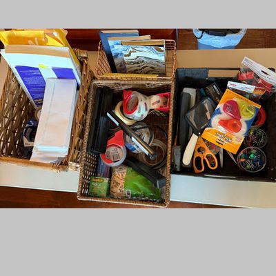 Big Lot Office Supplies in 4 Baskets