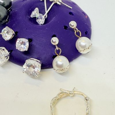 Sterling Silver Jewelry Lot - Earrings, Chain, Pendant