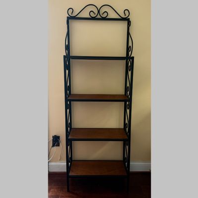 Metal & Wood Baker’s Rack with Decorative Scrollwork