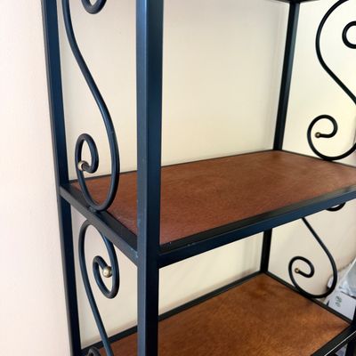 Metal & Wood Baker’s Rack with Decorative Scrollwork