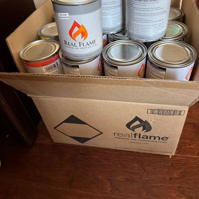 Real Flame by Jensen Model 5395 Fireplace Mantel & Gel Fuel Insert + 38 Cans Fuel