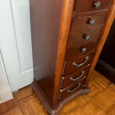 Traditional Wood Jewelry Armoire – 8-Drawer Chest, 3 Cabinets