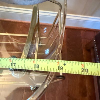 Vintage Chrome & Glass Rolling Bar Cart with Ceramic Lamp & Vases