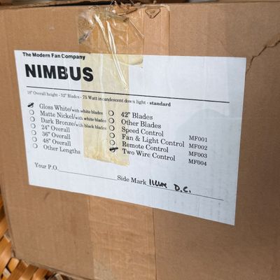 The Modern Fan Company “Nimbus” 52” Ceiling Fan – New in Box, Gloss White
