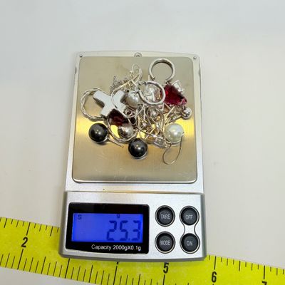 Sterling Silver Jewelry Lot - Earrings, Chain, Pendant