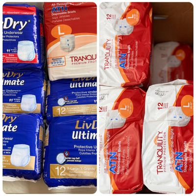 Lot of 13 New Packages of Adult Protective Garments – LivDry & Tranquility