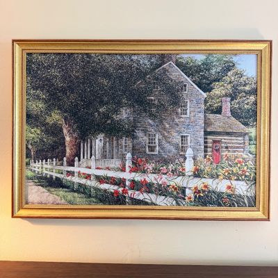 Framed Canvas Print – Country Farmhouse Scene